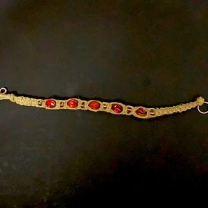 Handmade red beaded bracelet